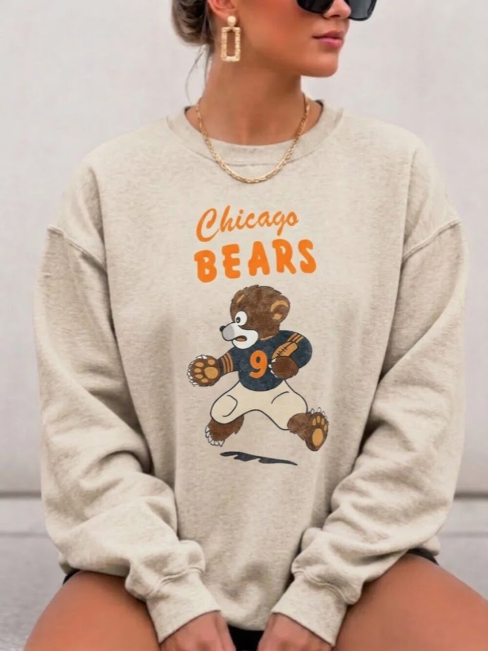 Chicago Bears Graphic Sweatshirt, Vintage Football Pullover, Retro Sports Style
